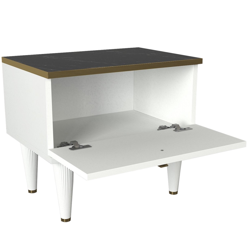 Mesa de cabeceira RAVENNA 47,2x50 cm branca/preta/dourada