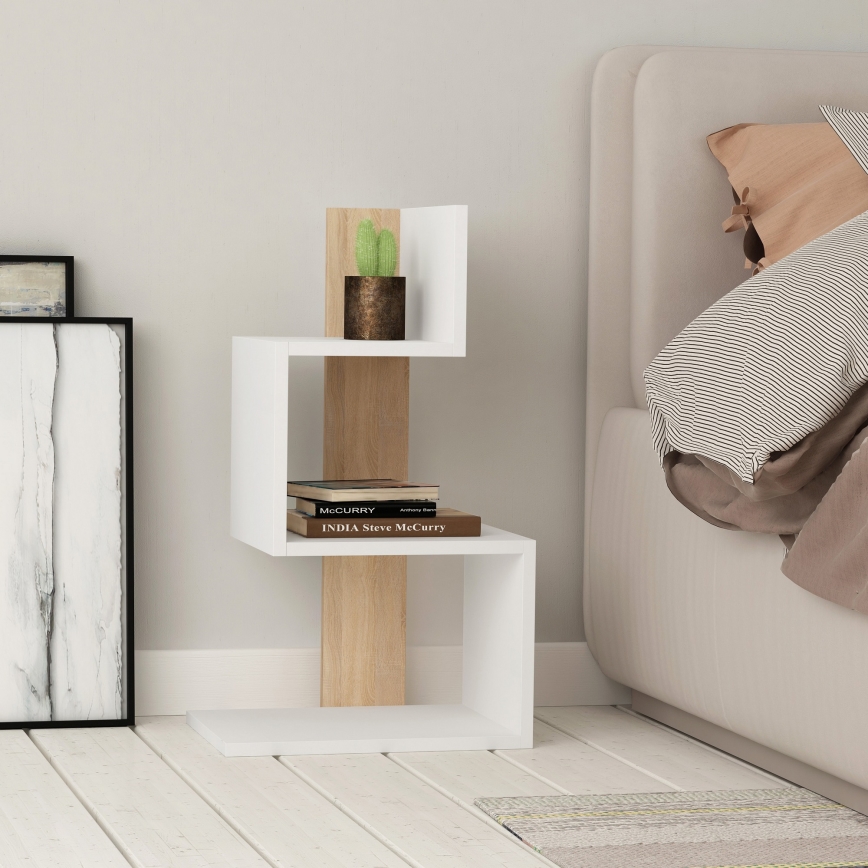 Mesa de cabeceira ROSIE 72x42 cm branco/carvalho