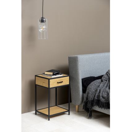 Mesa de cabeceira SARON carvalho/preto