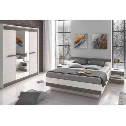 Mesa de cabeceira SARPA 45x46 cm branco/castanho