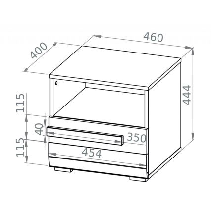 Mesa de cabeceira SARPA 45x46 cm branco/castanho
