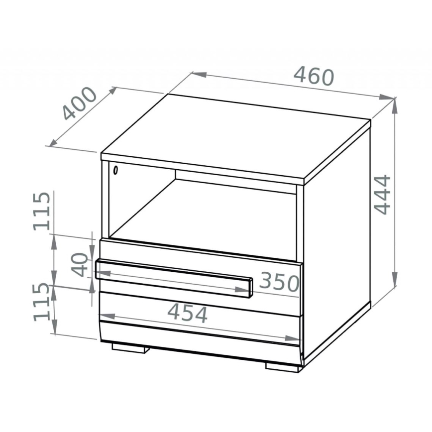 Mesa de cabeceira SARPA 45x46 cm branco/castanho