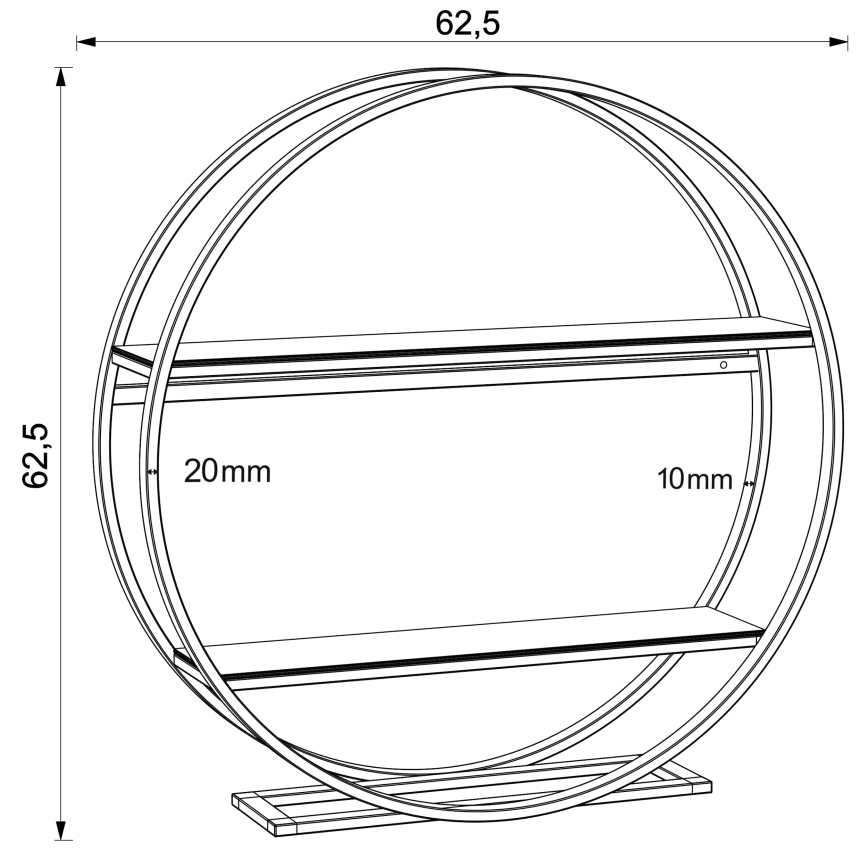 Mesa de cabeceira SHELF diâmetro 62,5 cm carvalho