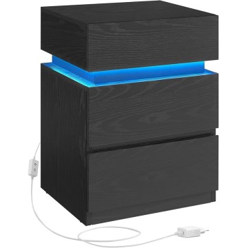 Mesa de cabeceira SMARTIE com iluminação integrada, preta