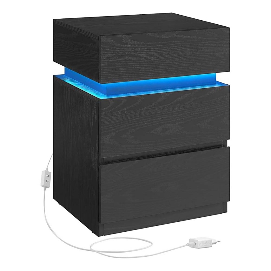 Mesa de cabeceira SMARTIE com iluminação integrada, preta