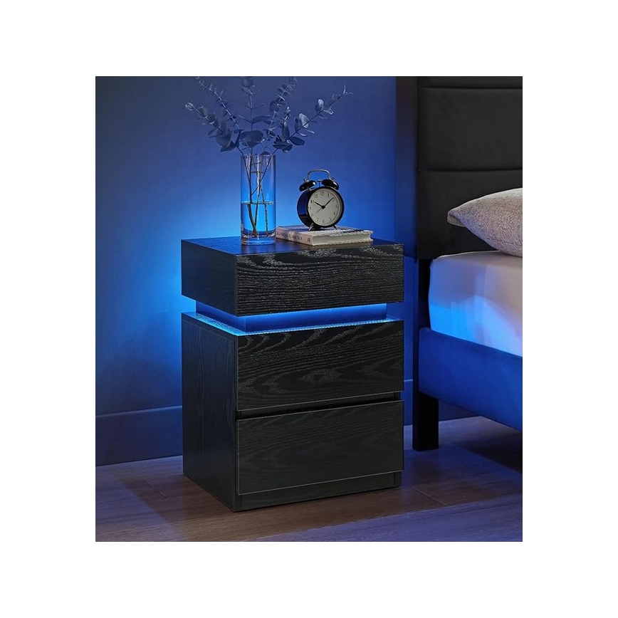 Mesa de cabeceira SMARTIE com iluminação integrada, preta