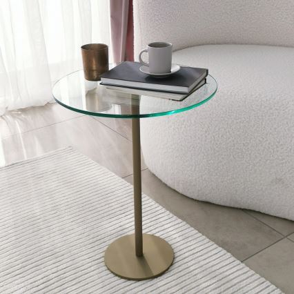 Mesa de cabeceira SOCIAL 50x40 cm dourada/transparente