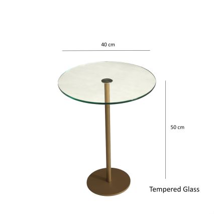 Mesa de cabeceira SOCIAL 50x40 cm dourada/transparente