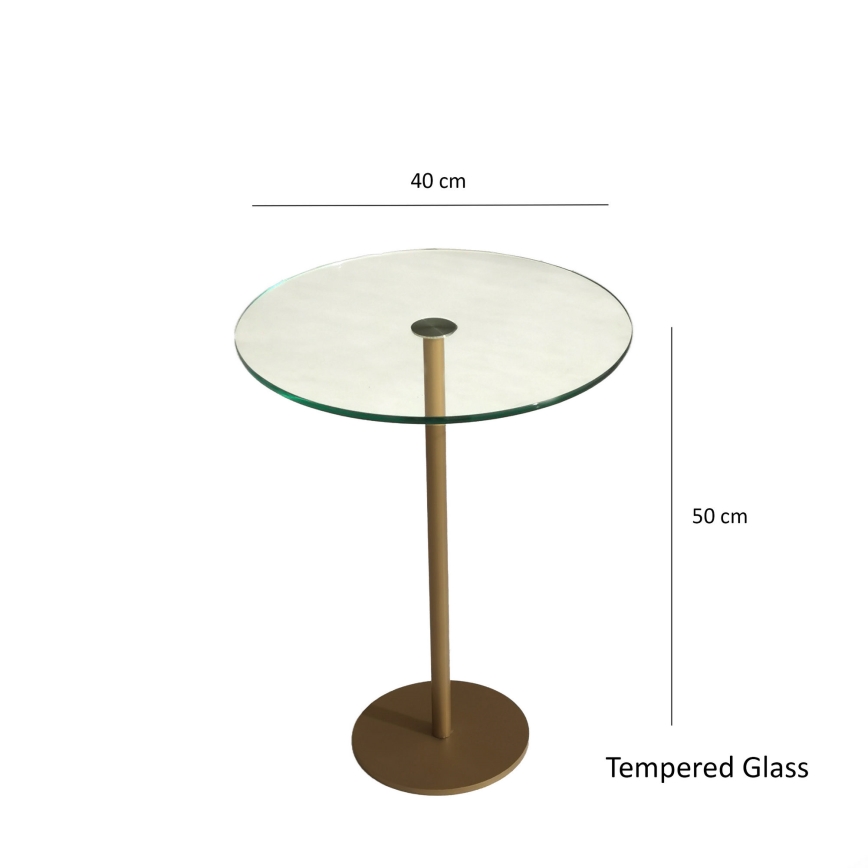 Mesa de cabeceira SOCIAL 50x40 cm dourada/transparente
