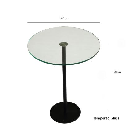 Mesa de cabeceira SOCIAL 50x40 cm preto/transparente