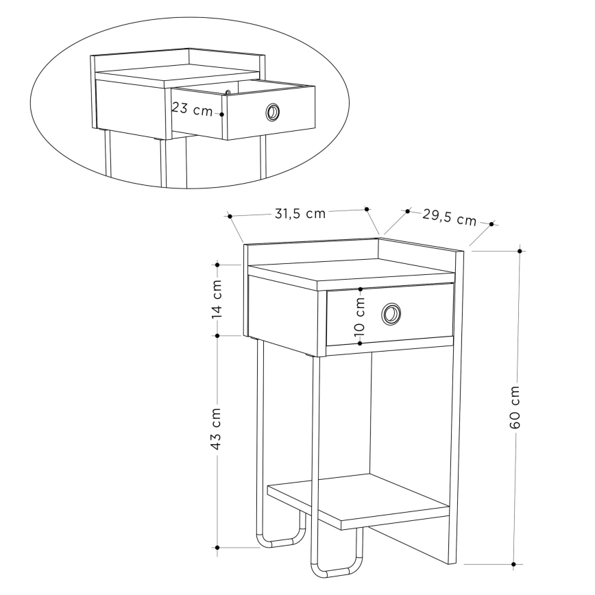 Mesa de cabeceira SONY taupe