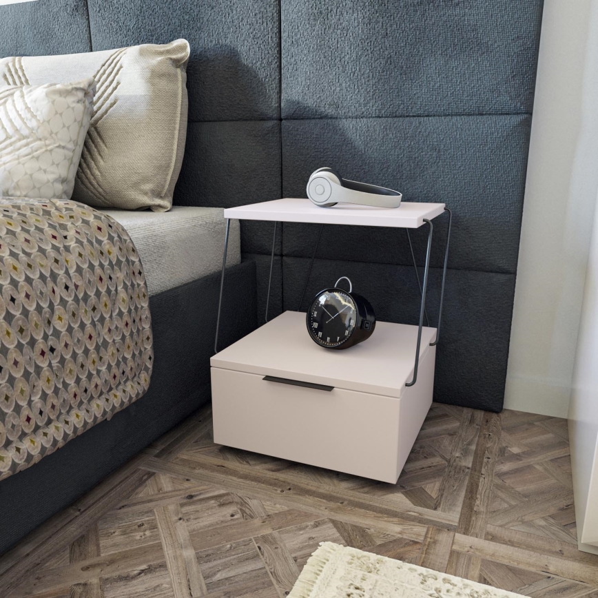 Mesa de cabeceira TEKOBA 52x42 cm branca