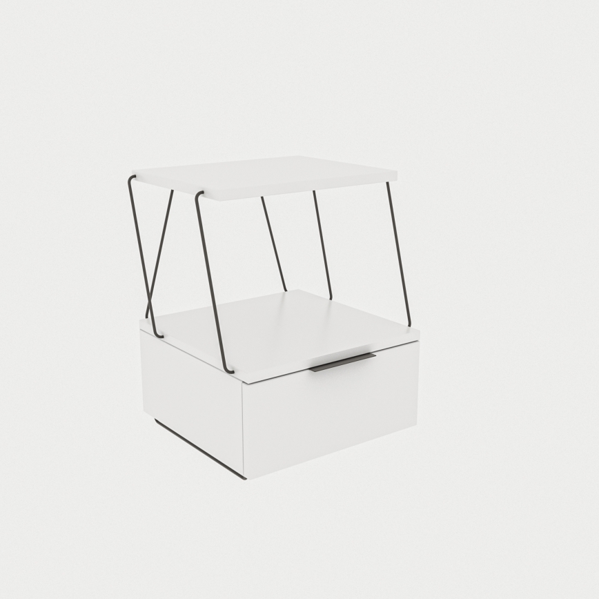 Mesa de cabeceira TEKOBA 52x42 cm branca