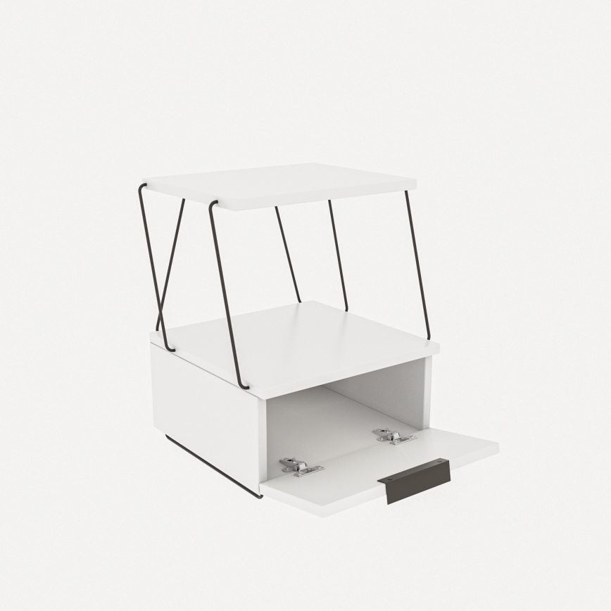 Mesa de cabeceira TEKOBA 52x42 cm branca