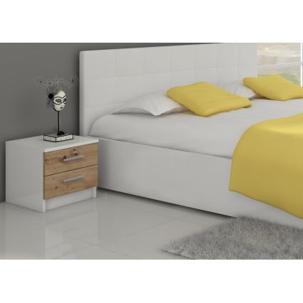 Mesa de cabeceira TOD branco/carvalho artisan