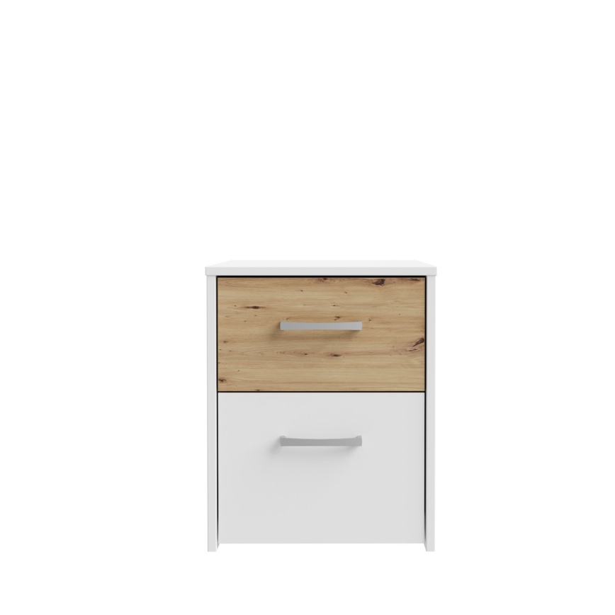 Mesa de cabeceira URO carvalho artisan/branco