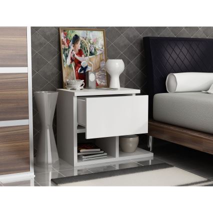 Mesa de cabeceira YASSO 36,8x46,8 cm branca