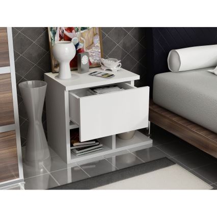 Mesa de cabeceira YASSO 36,8x46,8 cm branca