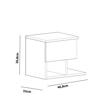 Mesa de cabeceira YASSO 36,8x46,8 cm branca