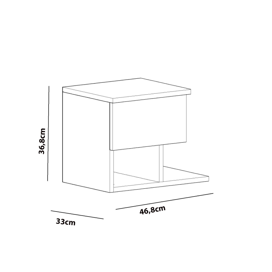 Mesa de cabeceira YASSO 36,8x46,8 cm branca