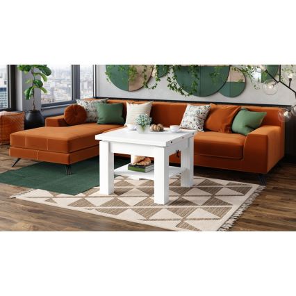 Mesa de café/jantar dobrável com tampo elevatório CALEB branco