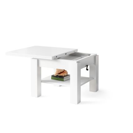 Mesa de café/jantar dobrável com tampo elevatório CALEB branco