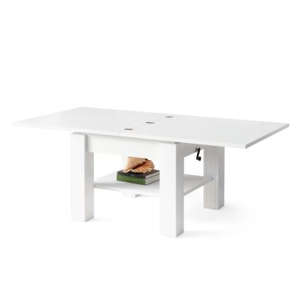 Mesa de café/jantar dobrável com tampo elevatório CALEB branco