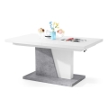 Mesa de café/jantar dobrável com tampo elevatório NINO branco/cinzento betão