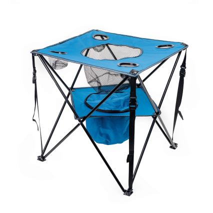 Mesa de campismo dobrável + 2x cadeiras azul