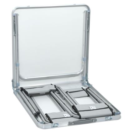 Mesa de campismo dobrável + 4x cadeiras branco/cromado mate