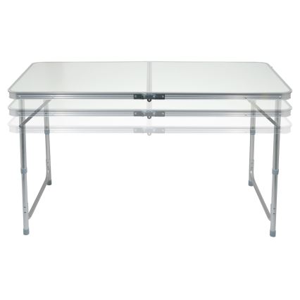 Mesa de campismo dobrável + 4x cadeiras branco/cromado mate