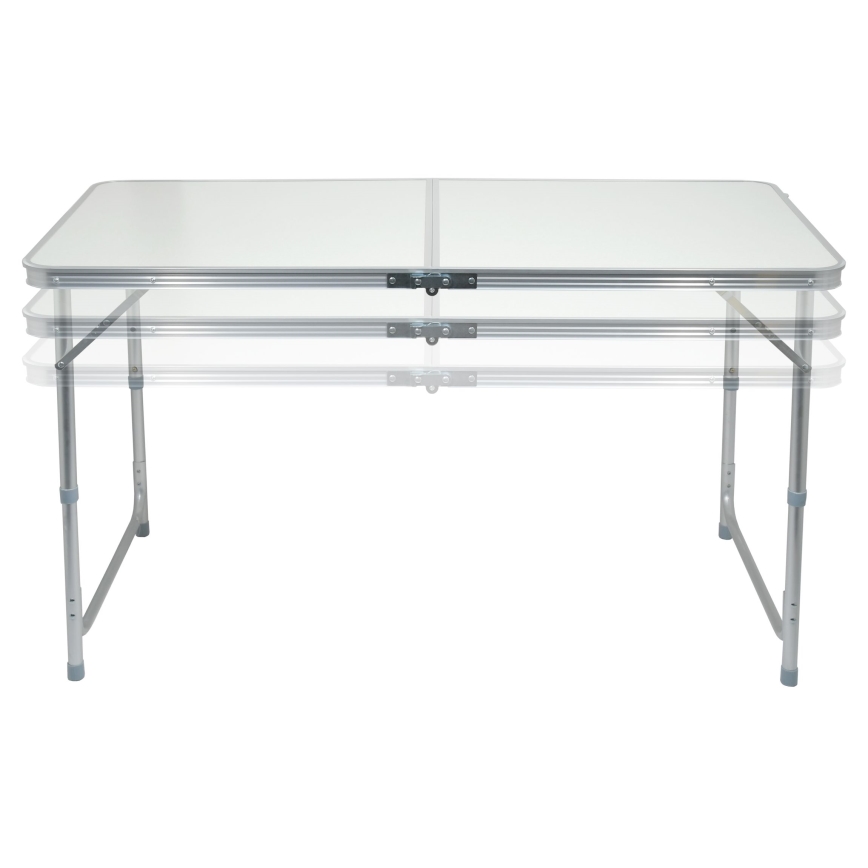 Mesa de campismo dobrável + 4x cadeiras branco/cromado mate