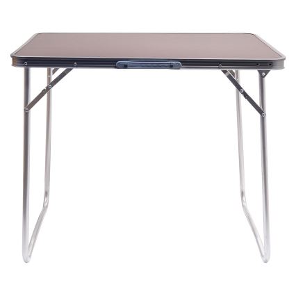 Mesa de campismo dobrável castanho/cromado mate