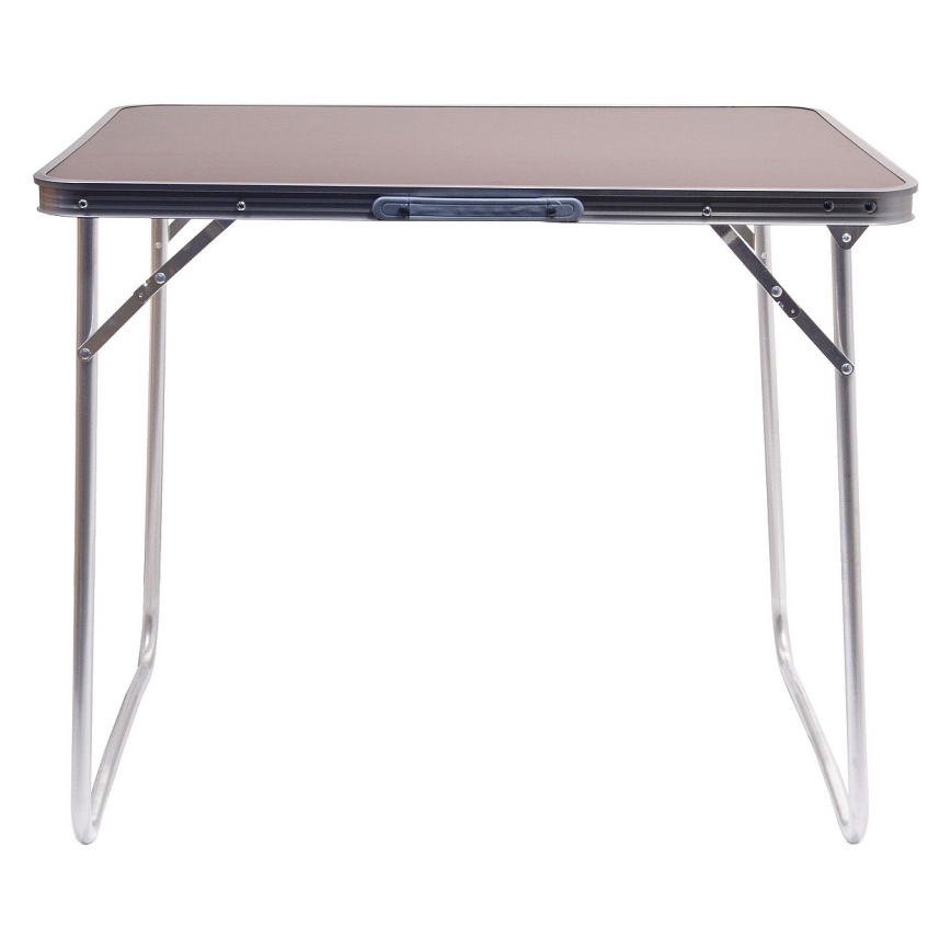 Mesa de campismo dobrável castanho/cromado mate