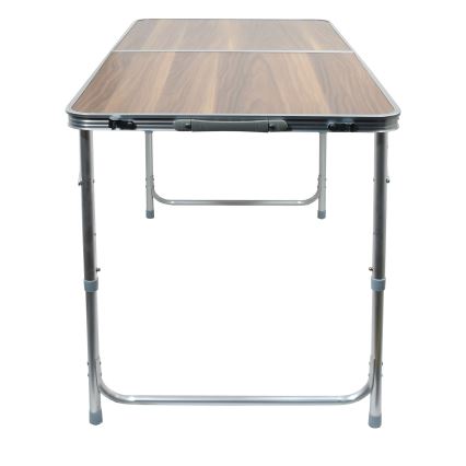 Mesa de campismo dobrável castanho/cromado mate