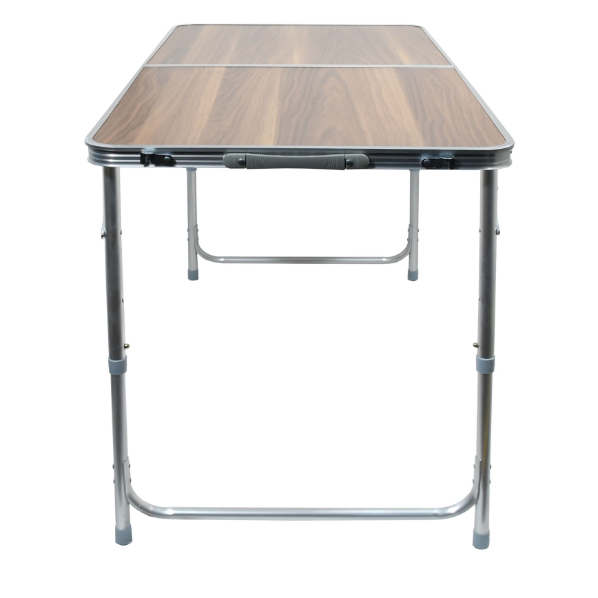 Mesa de campismo dobrável castanho/cromado mate