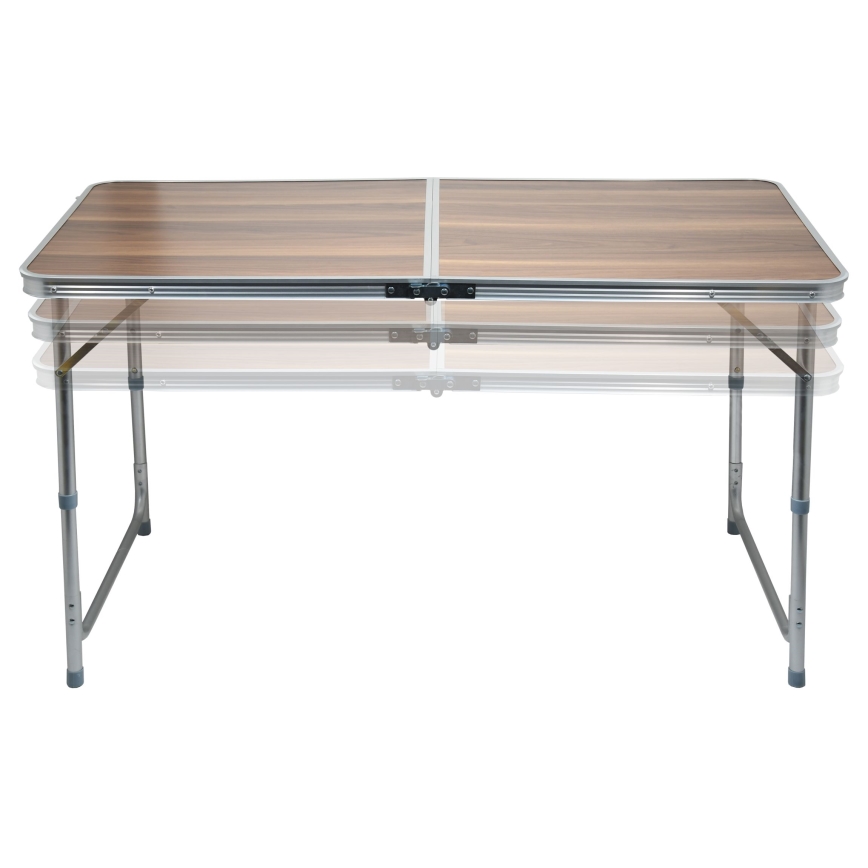 Mesa de campismo dobrável castanho/cromado mate