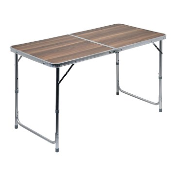 Mesa de campismo dobrável castanho/cromado mate