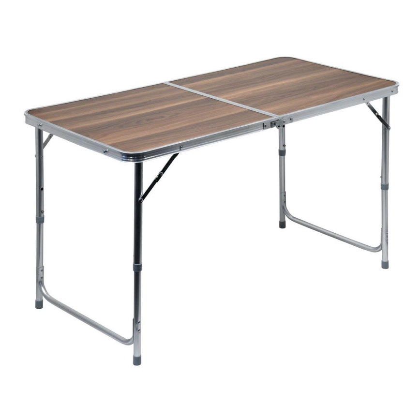 Mesa de campismo dobrável castanho/cromado mate