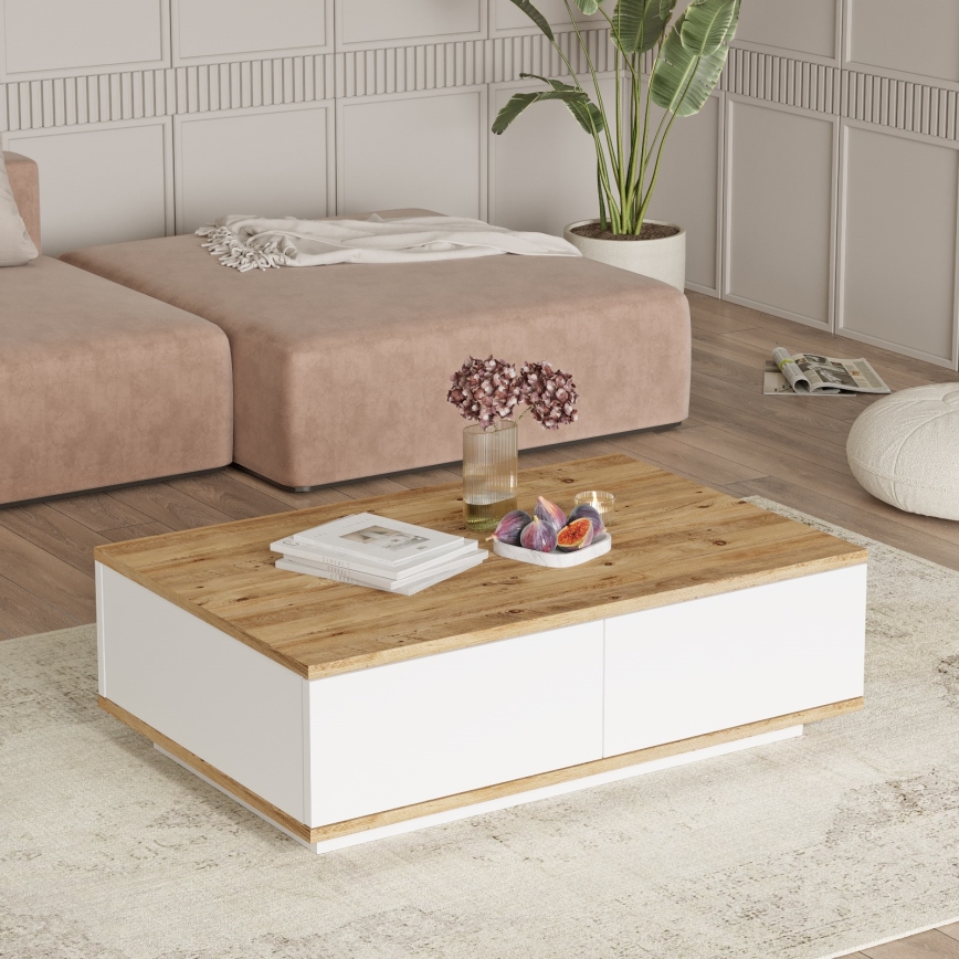 Mesa de centro 28,6x90 cm pinho atlantic/branco