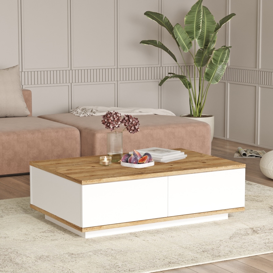 Mesa de centro 28,6x90 cm pinho atlantic/branco