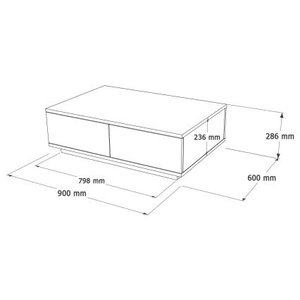 Mesa de centro 28,6x90 cm pinho atlantic/branco