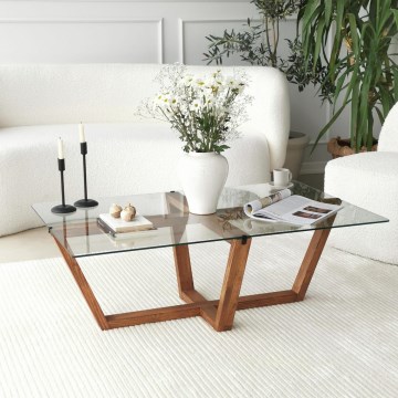 Mesa de centro AMALFI 35x105 cm pinho/transparente