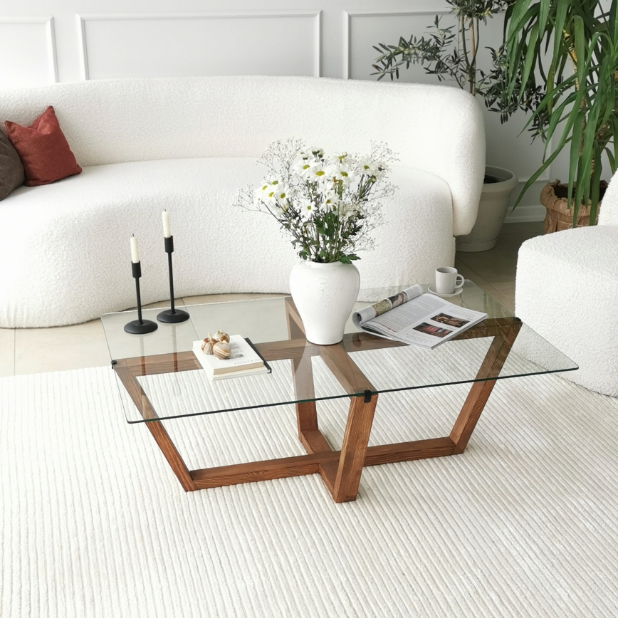 Mesa de centro AMALFI 35x105 cm pinho/transparente