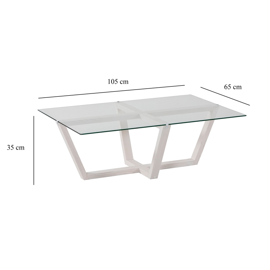 Mesa de centro AMALFI 35x105 cm pinho/transparente