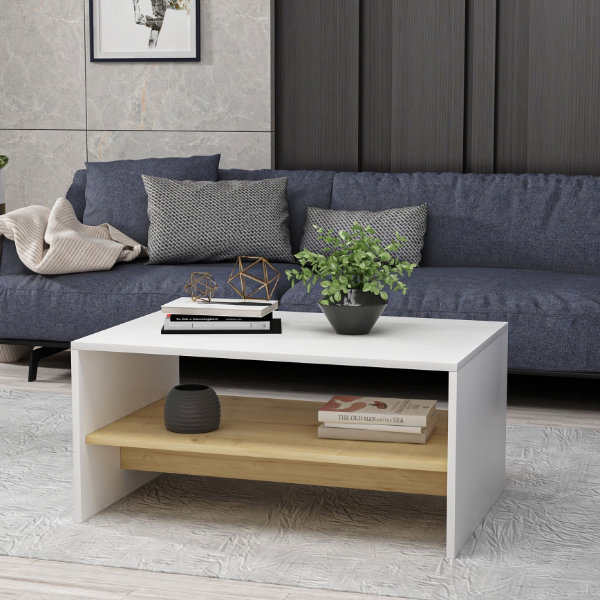 Mesa de centro APOLLON 47x90 cm bege/branco
