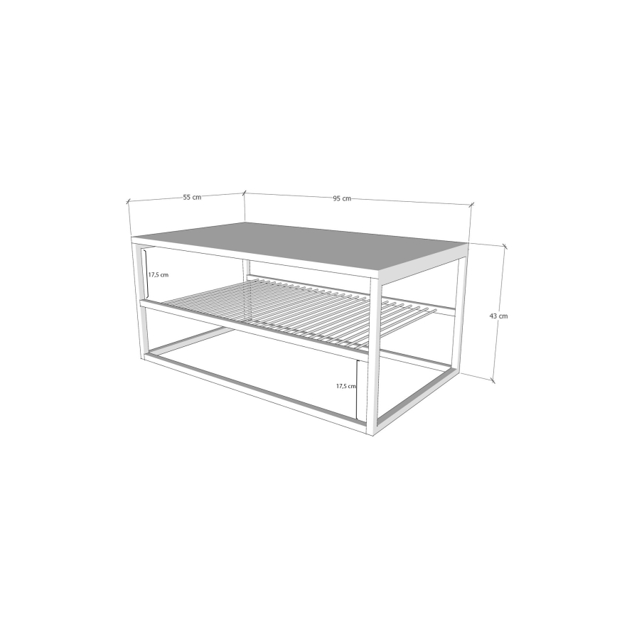 Mesa de centro ASUDE 43x95 cm castanho/preto