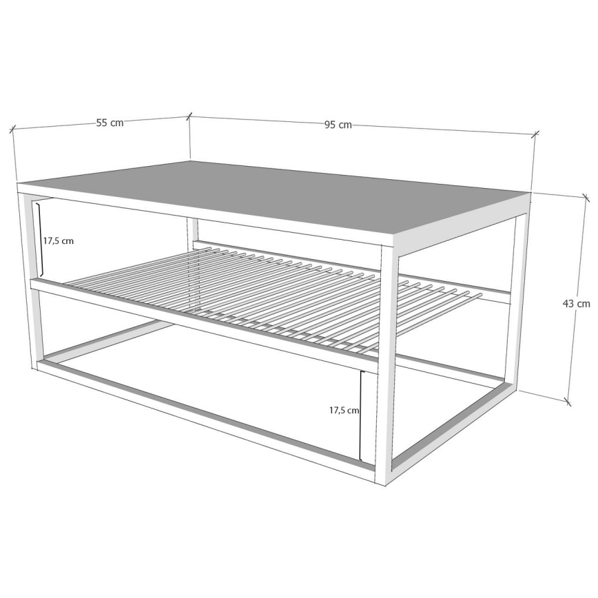 Mesa de centro ASUDE 43x95 cm preto/branco