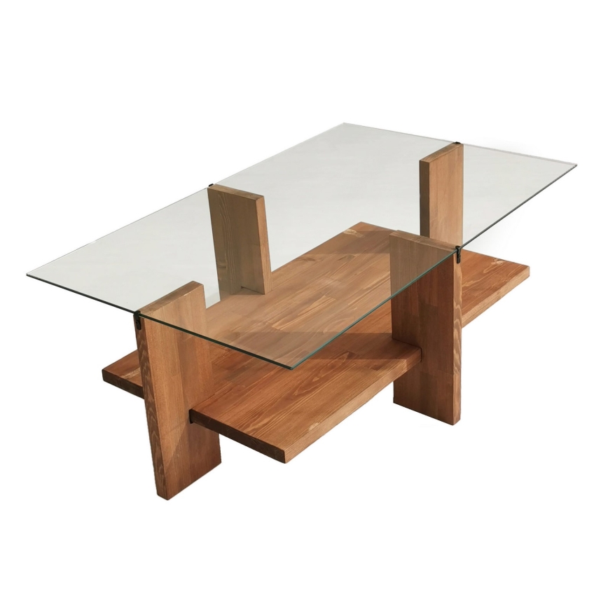 Mesa de centro BABYLON 40x105 cm castanho/transparente