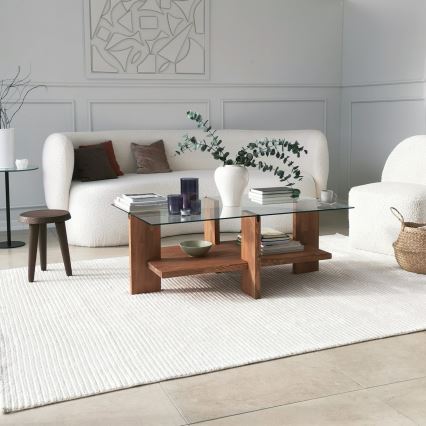 Mesa de centro BABYLON 40x105 cm castanho/transparente